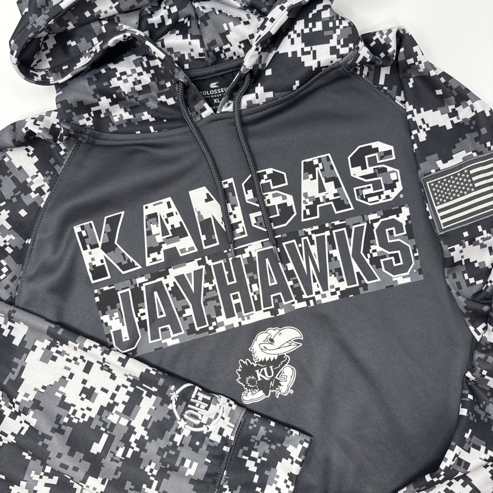 Colosseum‎ Kansas Jayhawks Digital Camo Salute To Service Hoodie Men's XL